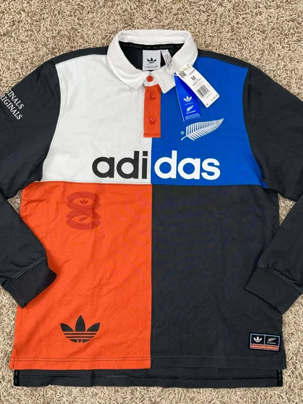 Adidas Originals & All Blacks Men’s Heritage Rugby Polo Shirt, Size Medium (New)